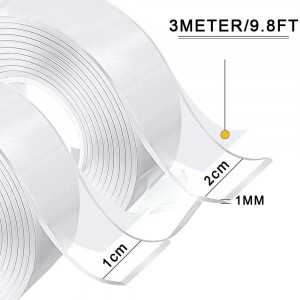 Set de 2 benzi dublu adezive Dantolo, PET, transparent, 1/2 x 300 cm