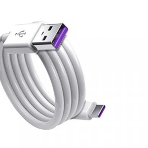Set de 2 cabluri USB tip C cu incarcare rapida PUTOAHAO, 5A, smartphone, alb, 1 m - Img 1