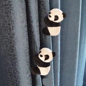 Set de 2 clipsuri decorative in forma de panda Nesloonp, bumbac/PP, alb/negru, 10 cm 