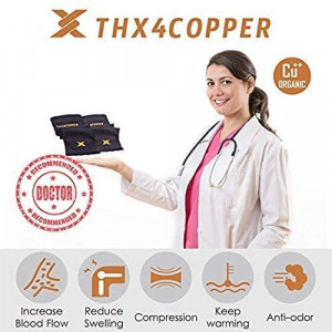 Set de 2 compresii pentru cot Thx4COPPER, textil/cupru, negru, XXL - Img 3