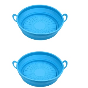 Set de 2 cosuri pentru friteuza cu aer Pipihome, silicon, albastru, 19 x 16 x 7 cm