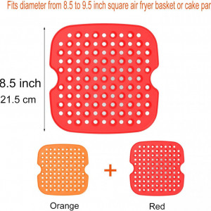 Set de 2 covorase pentru friteuza Tohilacle, silicon, rosu/portocaliu, 21,5 cm - Img 3