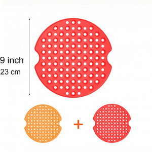 Set de 2 covorase pentru friteuza Tohilacle, silicon, rosu/portocaliu, 23 cm