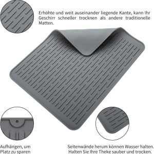 Set de 2 covorase pentru vase Homwarmy, silicon, gri 