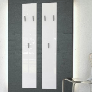 Set de 2 cuiere de perete Jetset, MDF/metal, alb lucios, 140 x 24 x 2 cm