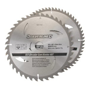 Set de 2 discuri pentru fierastraul TCT 40, 60T Silverline, 250 × 30/25/20/16 mm