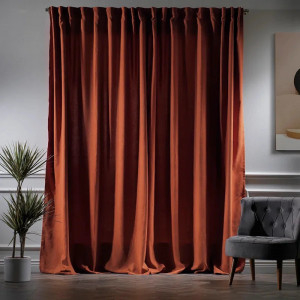 Set de 2 draperii Lilijan Home & Curtain, catifea, portocaliu, 140 x 245 cm