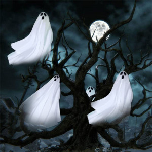Set de 2 fantome Buwenbuwen, textil, alb, 60 x 65 cm - Img 2