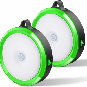 Set de 2 lumini de noapte cu senzor de miscare EMNT, magnetic, USB, verde, 8,3 x 8,3 cm - Img 1