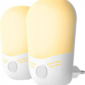 Set de 2 lumini de noapte MaxHee, LED, plastic, alb/galben, 0,7 W