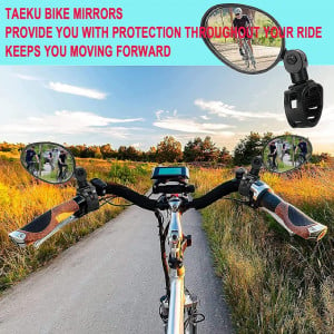 Set de 2 oglinzi pentru bicicleta Taeku, ABS/sticla, negru, 14,5 cm 