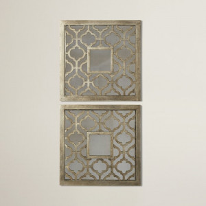 Set de 2 oglinzi Taunton, 51x51x3 cm, lemn, argintiu antic - Img 4