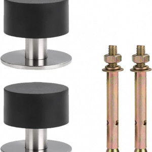 Set de 2 opritoare pentru usa SDHFSGN, otel inoxidabil/cauciuc, negru/argintiu, 4,5 x 4,5 cm / 6 cm - Img 1