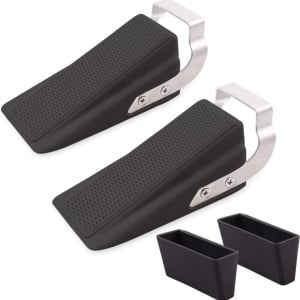 Set de 2 opritoare pentru usa Weyexpert, otel inoxidabil/silicon, negru/argintiu, 9,6 x 3,4 x 4,7 cm