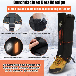 Set de 2 protectii impermeabile pentru picioare in drumetii Vihir, tesatura oxford, negru/portocaliu, - Img 5