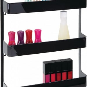 Set de 2 rafturi 3 nivele pentru medicamente MDesign, plastic, negru, 31,9 x 6,6 x 28,6 cm - Img 3