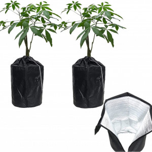 Set de 2 saci de protectie plante TAZZOR, negru, poliester, 45 x 65 cm