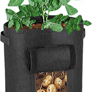 Set de 2 saci pentru cultivare legume SUNTRADE, negru, textil, 28 X 33 cm - Img 7