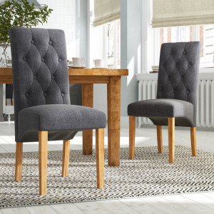 Set de 2 scaune Anya, lemn/textil, gri, 106 x 46 x 65 cm - Img 2