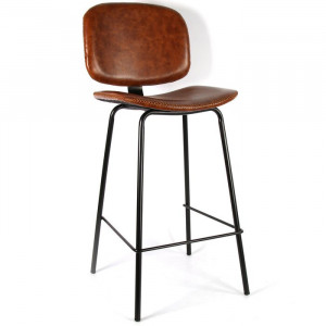 Set de 2 scaune de bar Barto, maro/negre, 101 x 50 x 44 cm - Img 2