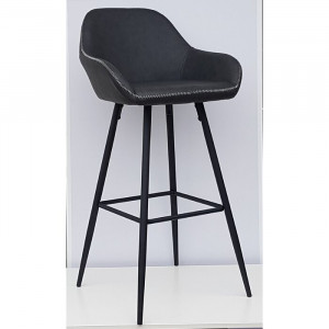 Set de 2 scaune de bar Mabel, gri/negre, 101 x 51 x 51 cm - Img 2