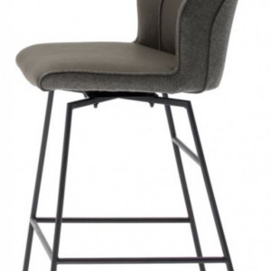 Set de 2 scaune de bar Macapa piele sintetica/tesatura /otel, gri, 46 x 116 x 58 cm - Img 3