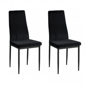 Set de 2 scaune Kelly - catifea neagra/metal