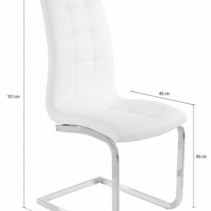 Set de 2 scaune LOLA din piele sintetica/metal, alb/argintiu, 52 x 54 x 101 cm - Img 3