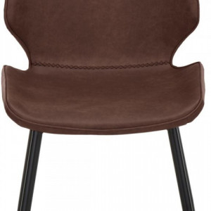 Set de 2 scaune Louis, piele, maro, 44 x 82 x 58 cm - Img 5