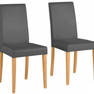 Set de 2 scaune Lucca, piele sintetică, gri , 43 x 56 x 92 cm - Img 1