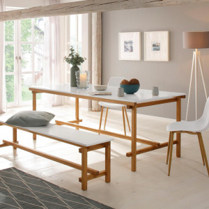Set de 2 scaune Miller, plastic/metal, alb/maro, 44 x 52 x 87 cm - Img 6