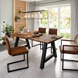 Set de 2 scaune Sabine piele sintetica/metal, cognac 54 x 59 x 87 cm - Img 3