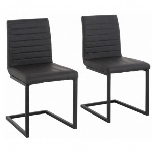 Set de 2 scaune Sabine piele sintetica/metal, negru, 54 x 59 x 87 cm - Img 1