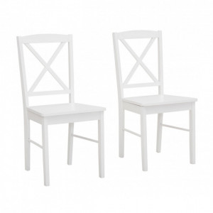 Set de 2 scaune Sonoma, MDF/lemn masiv de pin, alb, 44.5 x 47.5 x 89 cm
