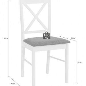 Set de 2 scaune Sonoma, MDF/lemn masiv de pin, alb, 44.5 x 47.5 x 89cm - Img 7