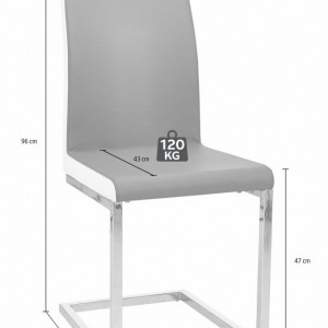 Set de 2 scaune Stella piele sintetica/metal, negru/alb/argintiu, 43 x 59 x 96 cm - Img 3