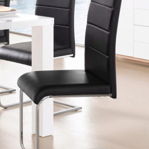 Set de 2 scaune tapitate Josy piele sintetica/metal, negru/argintiu, 42 x 44 x 103 cm - Img 8