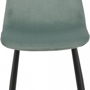 Set de 2 scaune tapitate Karla, metal/catifea, negru/verde salvie, 44 x 87 x 53 cm - Img 5