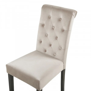 Set de 2 scaune tapitate Lamoille, catifea, taupe/negru, 98 x 43 x 48 cm