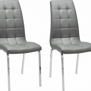 Set de 2 scaune tapitate Lila gri/argintiu
