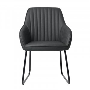 Set de 2 scaune tapitate Lisa, gri inchis/negru, 84 x 57,5 x 59 cm - Img 5
