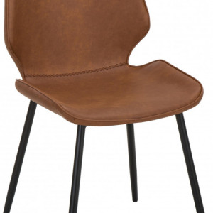 Set de 2 scaune tapitate Louis, metal/piele, maro/negru, 44 x 82 x 58 cm