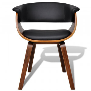 Set de 2 scaune tapitate, negru/maro, 72 x 59,5 x 51 cm - Img 6