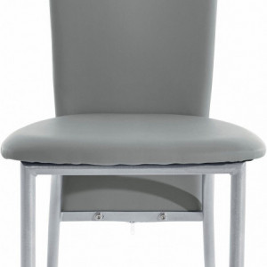 Set de 2 scaune tapitate Nicole - piele sintetica - gri/metal - Img 7