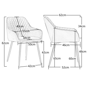 Set de 2 scaune tapitate Sexton, catifea/metal/lemn masiv, portocaliu/negru, 82 x 55 x 62 cm