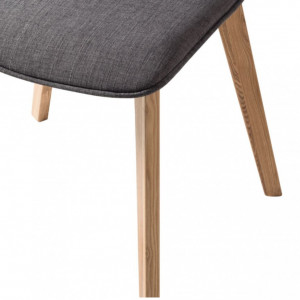 Set de 2 scaune Vallrun tapitat, tesatura/stejar masiv, gri inchis, 48 x 93 x 61 cm - Img 5