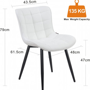 Set de 2 scaune Youtaste, metal/piele artificiala, alb/negru, 79 x 43 x 47 cm - Img 6
