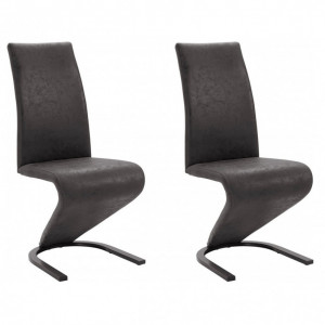 Set de 2 scaune Ziri, microfibra/ metal, negru, 45x61x101 cm - Img 1