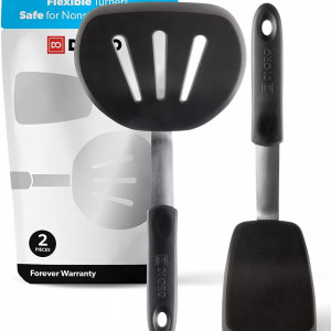 Set de 2 spatule DI ORO, otel inoxidabil/silicon, argintiu/negru