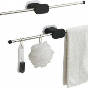 Set de 2 suporturi pentru prosoape Anewsir, otel inoxidabil/ABS, argintiu/negru, 62 cm